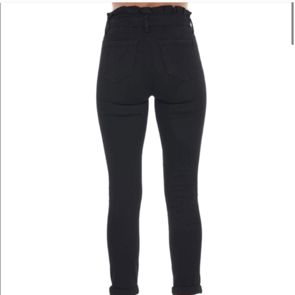 Prosperity Black Denim Tie Waist Paper Bag Skinny Jeans - Picture 6 of 12